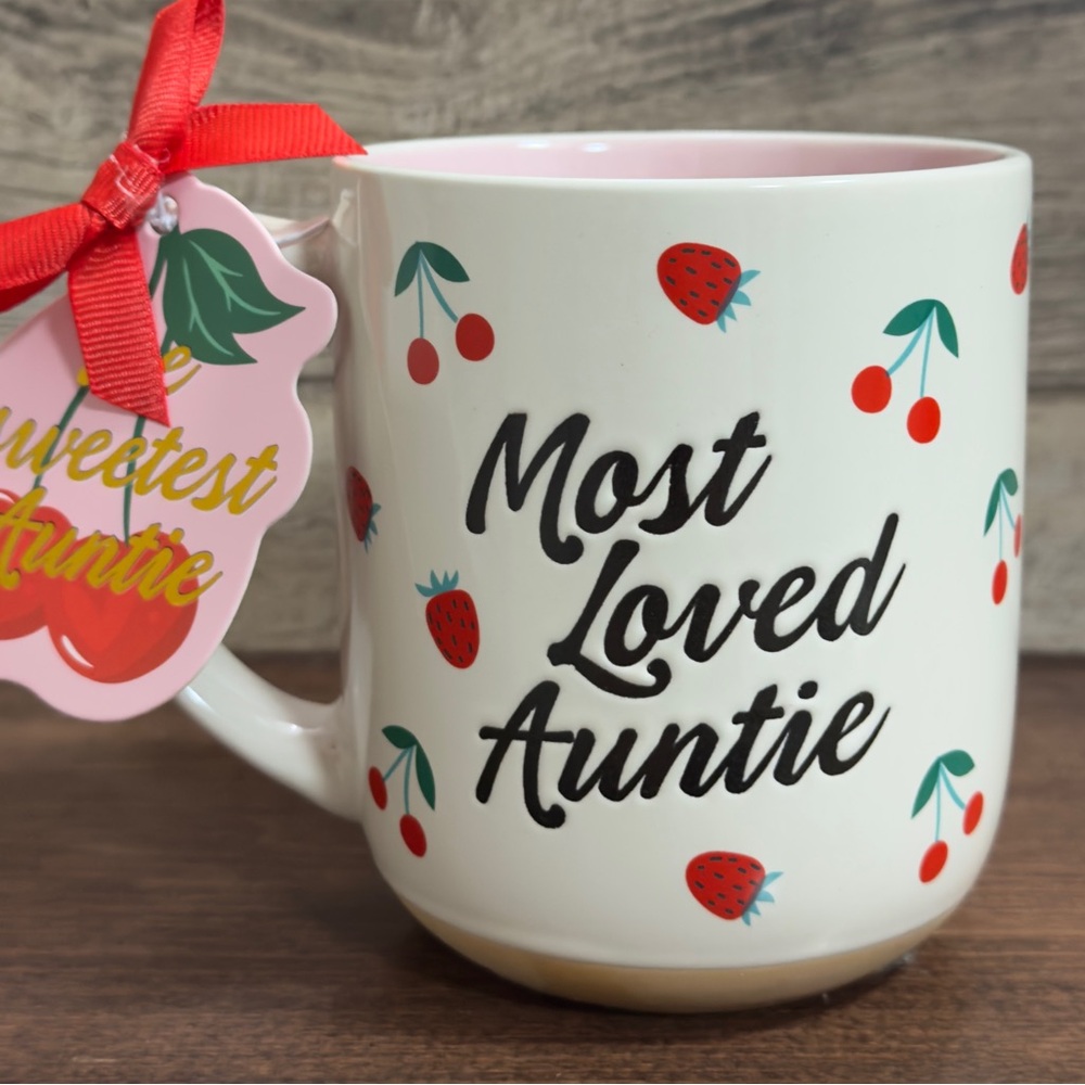 🥰 Most Loved Auntie Coffee Mug Cup 17 Oz Ceramic Berries Jug By Sunday Morning